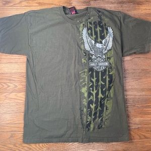 Harley Davidson Military Sales Japan. Mens large T-shirt. No flaws. Little wear.